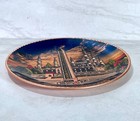 Vintage Turkish Etched Copper Plate Istanbul Blue Mosque   Obelisk Wall Decor 7 