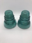 Vintage Hemingray No 40 Glass Insulator Green Aqua Teal Blue Set Of 2