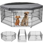 Petime Foldable Metal Dog Exercise Pen pet Puppy Playpen Kennels Yard Fence 