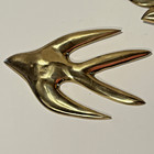 Vtg Set Lot Mid Century Solid Brass Flying Swallows 3 Pieces Birds Geese