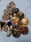 33 Collectible Vintage Buttons Lot Floral Carved Buttons Used some Are Very Rare