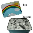 Rainbow Pride Sun Clouds Vintage Hippie 1970   s 80   s Stationary Tin And Paper Set