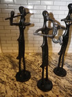 Set Of 4 Bronze Sculptures Figures Violin Flute Saxaphone Clarinet Musician Art