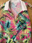 Tommy Bahama Golf Polo Shirt Womens Medium Multicolor Tropical Leaf Sleeveless