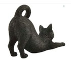 3 75 Inch Black Cat Stretching Hand Painted Figurine Cat Lover Gifts