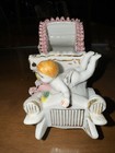 Vintage Planter Car Baby Ceramic Japan Pink Ruffles Jalopy Convertible Roses