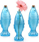 3-pack Fish Shaped Glass Bottles  Decorative Bottles With Cork Stopper  Fish Dec