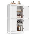  Bathroom Floor Storage Cabinet  Bathroom Storage Unit  White 4 Doors