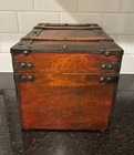 Wooden Antique-style Storage Treasure Chest W leather Straps   Front Latch  New