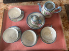 Vintage Moss Rose Child s China Tea Set 16 Pieces Dishes Pink Rose Made In Japan