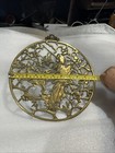 Vintage Cast Brass Round Wall Art Asian Deer Cherry Blossoms 10 5  D