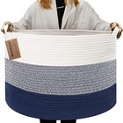 Large Cotton Woven Basket 22 x22 x14  Rope Basket For Living Room Baby Laundry
