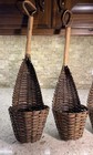 Vtg Woven Wicker Nesting Wall Pocket Basket Boho Farmhouse Set Of 3 Hanging