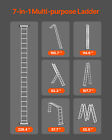 Multi-purpose Folding Ladder 7-in-1 5 Step 19ft Reach Height Metal