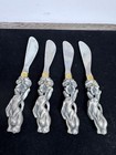 Arthur Court Spreader Knives Bunny Rabbits   Iris Flower 1988 Pewter X4