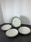 Set Of 4 buffalo China   Restaurant Ware Gray Crest Wave Saucers 6   