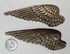  3441 Large Antiqued Gold Left right Feathered Angel Wings - 2 Pc Lot  1 Pair 