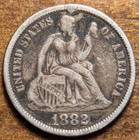 1882 Seated Liberty Dime Love Token Cursive Letters Engraved
