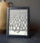 Vtg B Kliban Cat Framed Art Print So Many Cats Black White Cartoon 5x7 Vintage