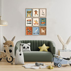 Baby Nursery Room Decor Set Of 9  Funny Cute Cartoon Animal Kids Room Wall Art C