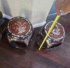 Set Of 2 Antique 20th Century Chinese Barrel drum Stools Mother Of Pearl Inlay