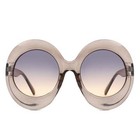 Vintage Inspired Oversized Exaggerated Elegant Womens Round Gray Sunglasses