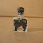 Vtg Miniature 1 5  French Fragrance Perfume Glass Bottle France Silverplate Cat