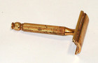 Antique Gillette Safety Razor Vintage Barber Gold Tone Double Edge Shaver