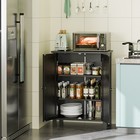 Bathroom Cabinet Floor Storage Cabinet With Adjustable Shelf Freestanding Black