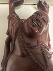 Hand Carved Buddha Figurine  laughing Buddha   Budai  Wooden Approx 19cm Tall