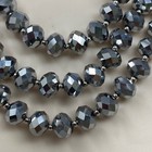 Unbranded Womens Triple Strand Necklace Earrings Set Silver Metallic Glass Beads