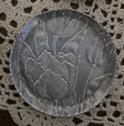 Admiration Aluminum Floral Coaster Set  6  Tulip Pattern Hammered Metal Vintage