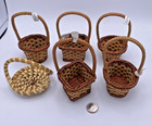 Vtg Set Of 6 Miniature Woven Baskets  Style Accessories Sales Samples  Nos