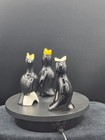Set Of 3 Vtg Ceramic Hand Glazed Black Bird Pie Vents 
