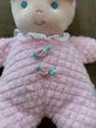 Vintage Eden Plush Baby Doll Terry Cloth Waffle Pink Pajamas Bonnet Rose Buttons