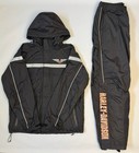 Harley Davidson Riding Gear Rain Suit Jacket Pants Set Black Reflective Mens M