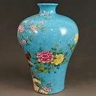 Chinese Qing Qianlong Blue Famille Rose Porcelain Flowers Birds Design Vase 9 3 
