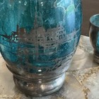 Vintage Murano Venetian Art Glass Decanter shot Glass Set Sterling Overlay