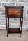 Vintage Stenciled Oak Leaf Acorn Wood Copper Ideal 2 Tier Smoking Smoker Cabinet