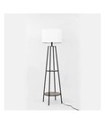 Mainstays Etagere 62  Matte Black Mid-century Style Floor Lamp W 2 Wood Shelves