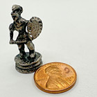 Vintage Pewter Small Knight W  Shield   Sword Armor Miniature Figurine