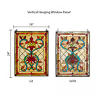 River Of Goods Stained Glass Fiery Hearts Flowers Window Panel Multi