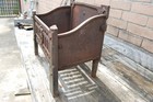 Antique Large Cast Iron Fireplace Basket Grate Coal Box Wood Log Holder Insert