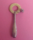 Vintage Baby Rattle Bells Sterling Silver Handle  Teething Ring 4 1 2  Long