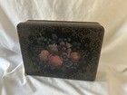 beautiful Vintage English Tin  Black   Gold Filigree Design With  Flowers