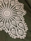 Crochet Doily In Pineapple Pattern  Oval  15    X 24     New  White