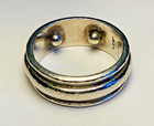 Vintage Taxco Mexico Sterling Silver Wide Band Ring Spinner Studs Signed Tg-69 9