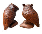Hand Carved Wooden Owl Figurine     15cm Height  Rustic Home Decor