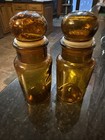 Vintage Amber Glass Apothecary Jars - Set Of 2