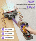 Cordless Vacuum Cleaner 650w 65kpa 75min Self-standing Stick Vacuum For Home Pet